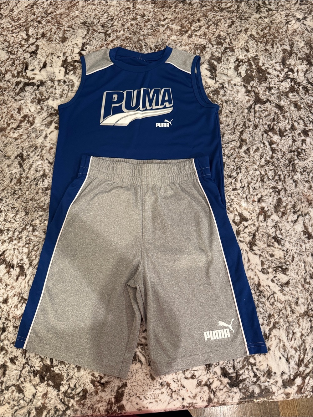 Puma Royal Blue & Gray Boys Athletic Tank and Shorts Set